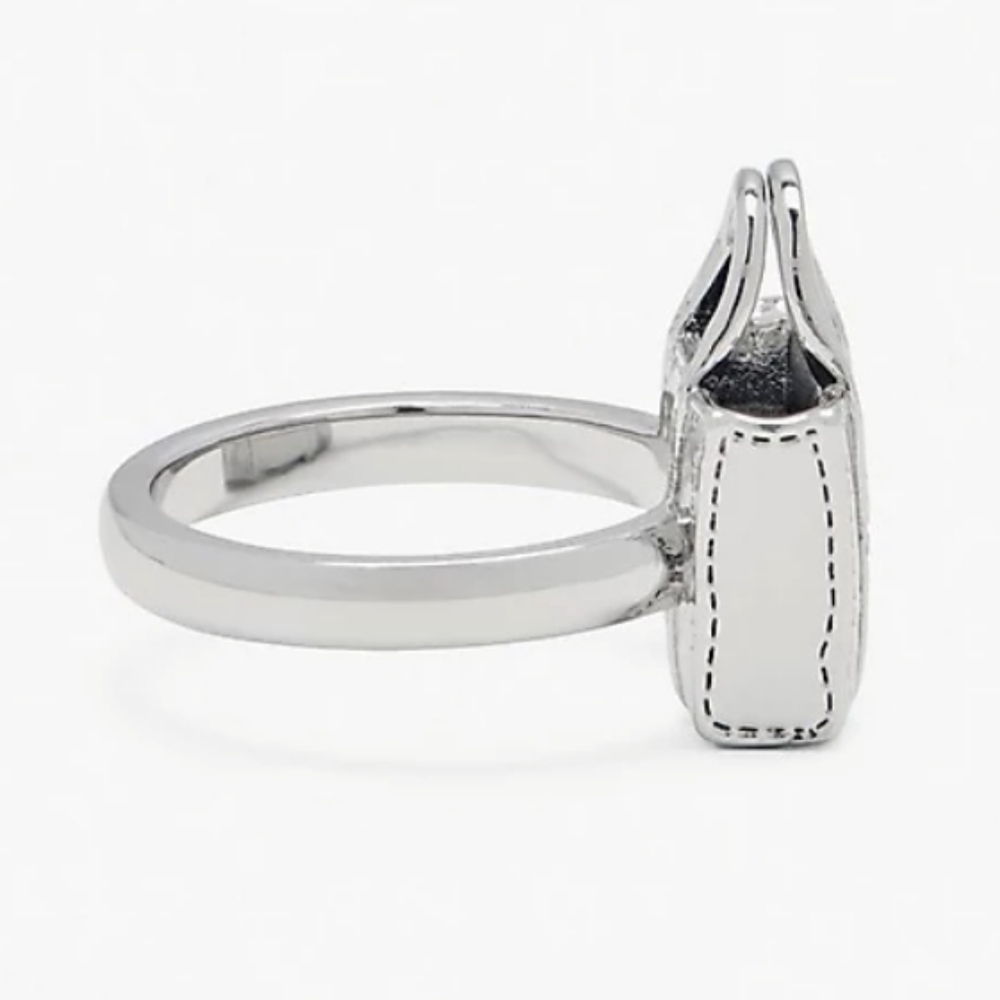 Marc Jacobs Silvertone Tote Bag Ring - Picture 5 of 5